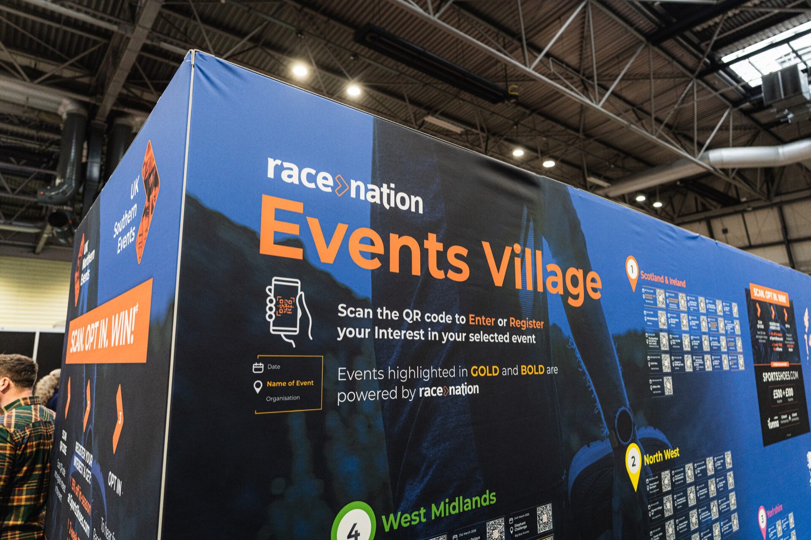 RaceNation Events Village banner at the The National Running Show